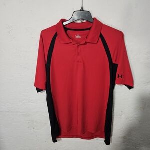 Under Armour Heat Gear Polo Shirt Mens XL Red And Black Golf Athletic Sportwear